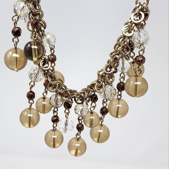 Vintage Talbots Multi Strand‎ Smoky Glass Crystal Beads Copper Necklace - Picture 8 of 10